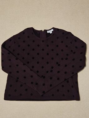 Thakoon Black Polka Dot Crewneck on Deep Plum